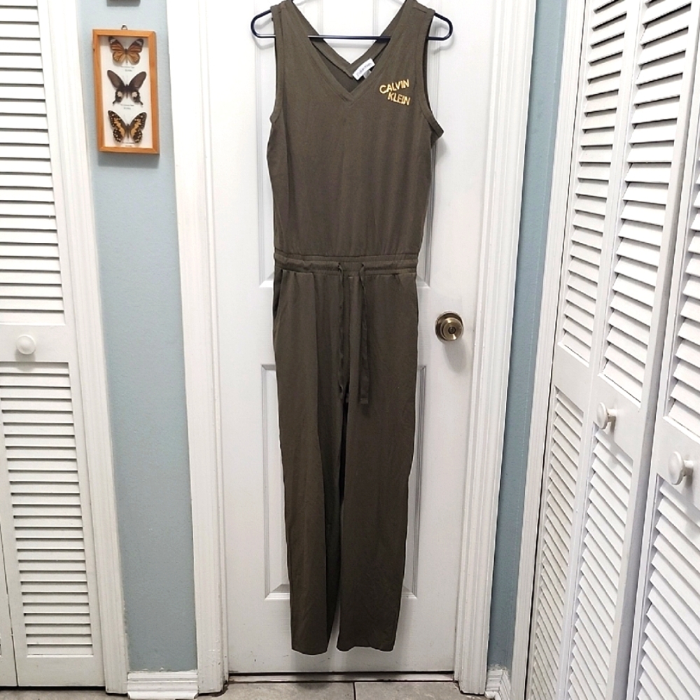 Calvin Klein Olive Jumpsuit With Pockets